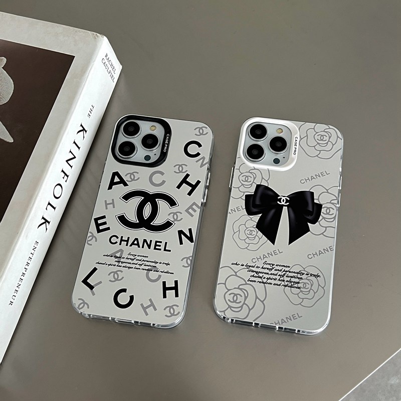 Fashion Brand Camellia Bowknot Soft Case HP iP iPhone 14 13 12 Pro Max 11 Matte Silver FTD Casing Apple