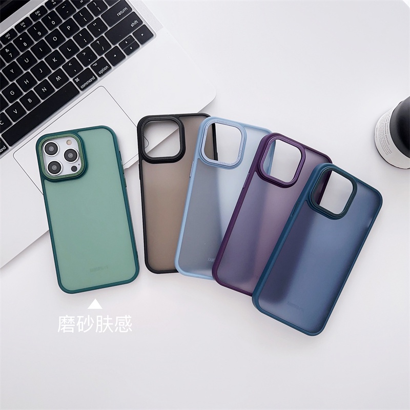 IPHONE Casing Ponsel Silikon Matte Tembus Cocok Untuk Iphone11 12 13 14 Pro Max14 PLUS XR X XS MAX Non-slip Casing Anti Jatuh Warna solid Sederhana Casing Ponsel