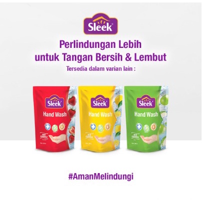 Sleek Sabun Cuci Tangan Apple , Lemon , Strawberry Pouch 400 ml