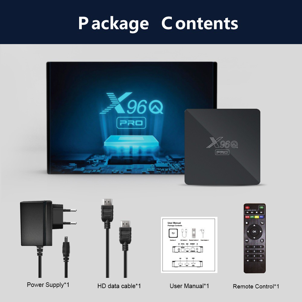 AKN88 - X96Q PRO - Android 10.0 Smart TV Box 4K Display - RAM 2GB ROM 16GB