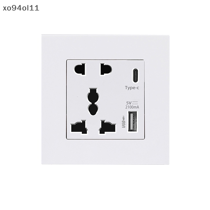 Xo Power 2100MA Stop Kontak USB Panel Kaca Kristal 13A UK Wall Type C Interface Socket OL