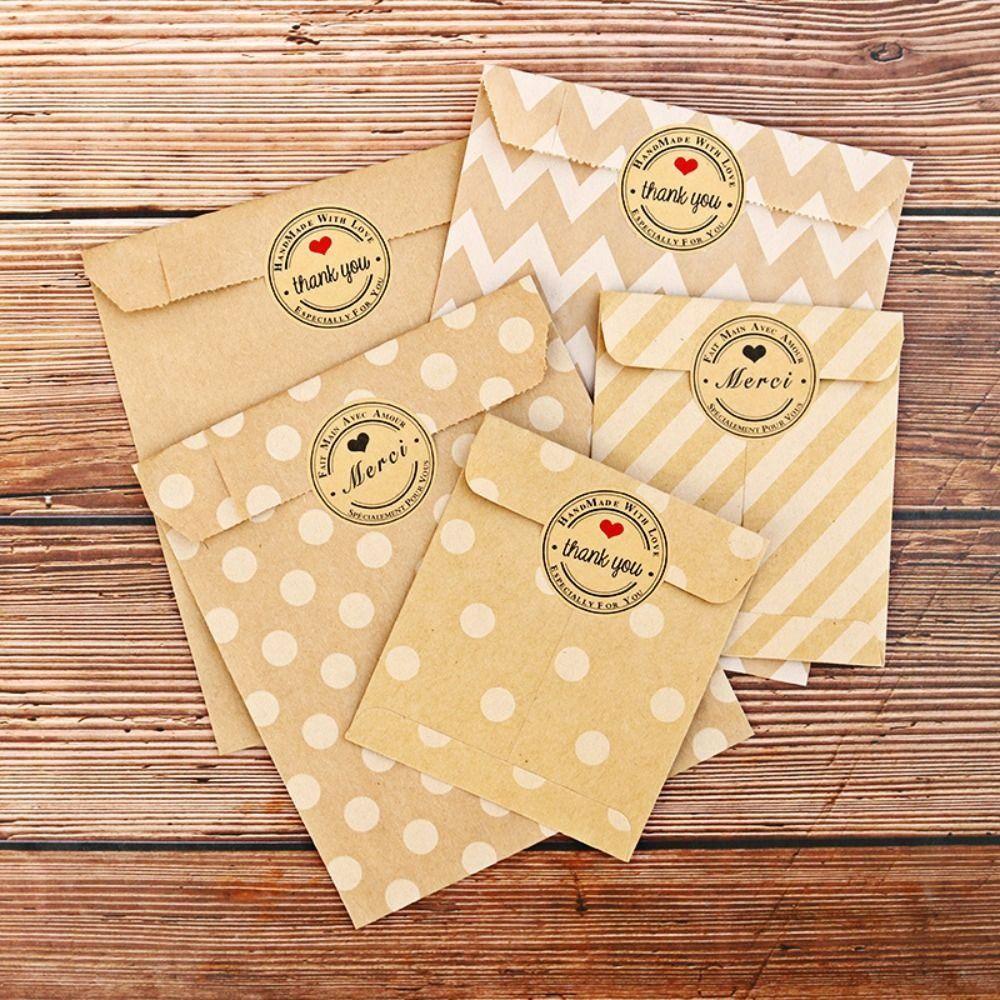 Lanfy Kraft Paper Sticker Circular Handmade French Meric Adhesive Stationery Label Segel Label