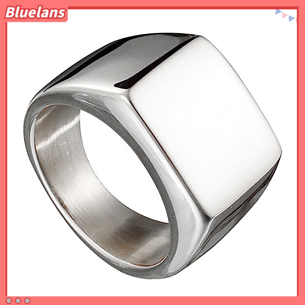 [BLS] Cincin Kawin Warna Solid Dekorasi Jari Cincin Jari Pria Stainless Steel Band Persegi Untuk Pesta