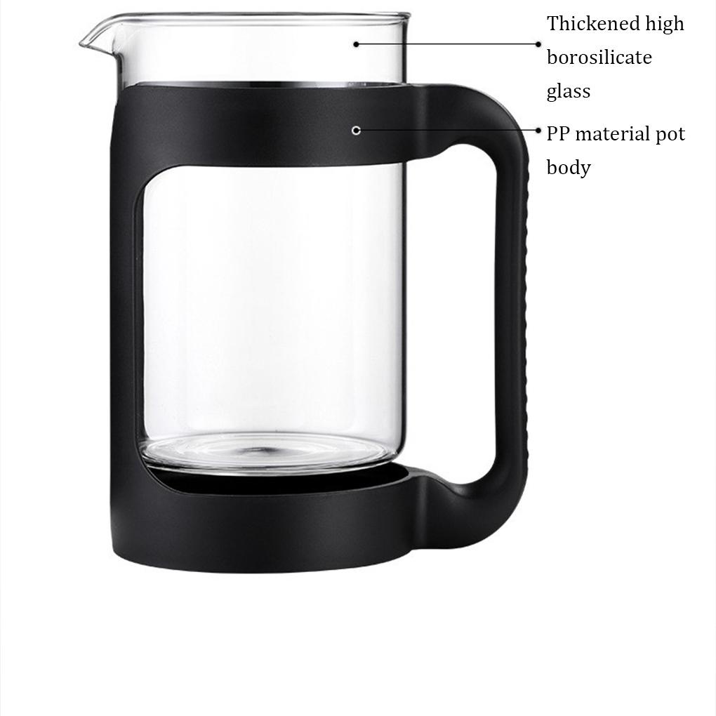 Alat Penyeduh Teh Kaca Anti Bocor Reusable Washable Detachable Nonslip Refillable PP Home Coffee Maker Kettle with Handgrip