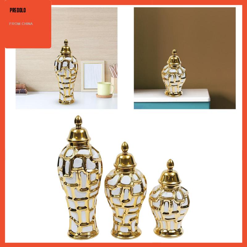 [Predolo] Ginger Jar Ceramic with Lid Vas Hias Dekorasi Rumah Candi