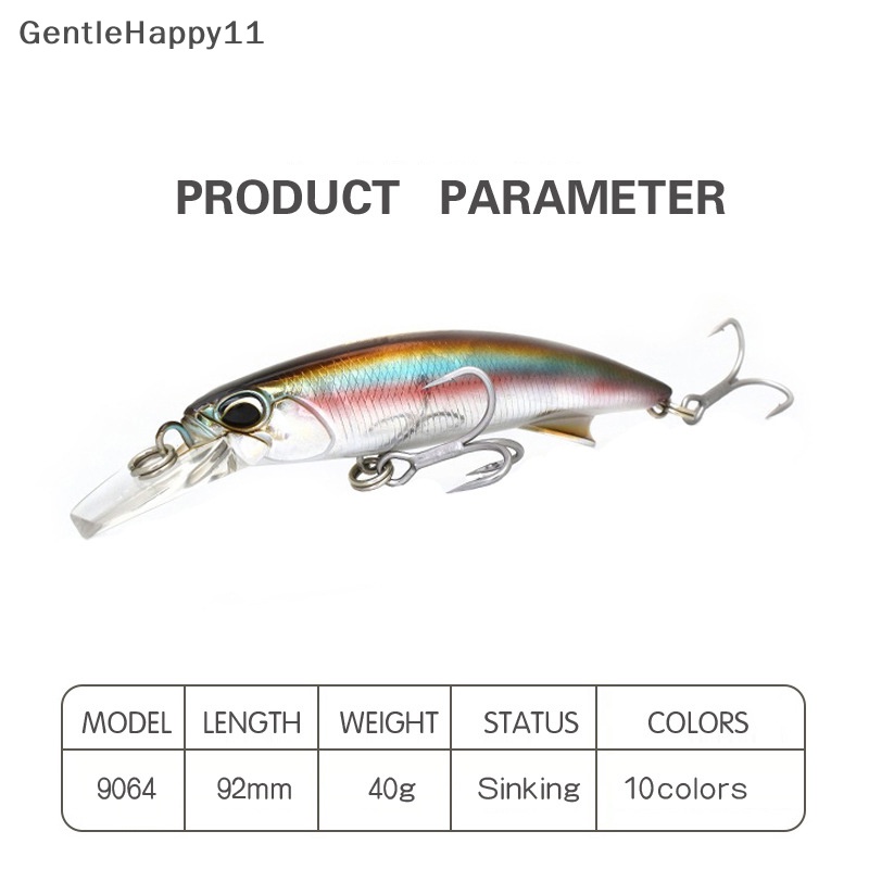 Gentlehappy Minnow 90mm 40g Umpan Pancing Renang Engkol Wastafel bass deep diving lure id