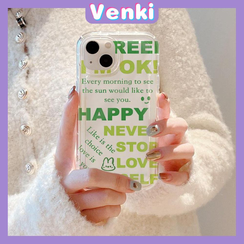 VENKI - For iPhone 11 Case Clear Phone Case TPU Soft Case Airbag Shockproof Protection Camera Fun Green English Compatible with iPhone 14 13 Pro Max iPhone 12 Pro Max XR XS 7 8Plus