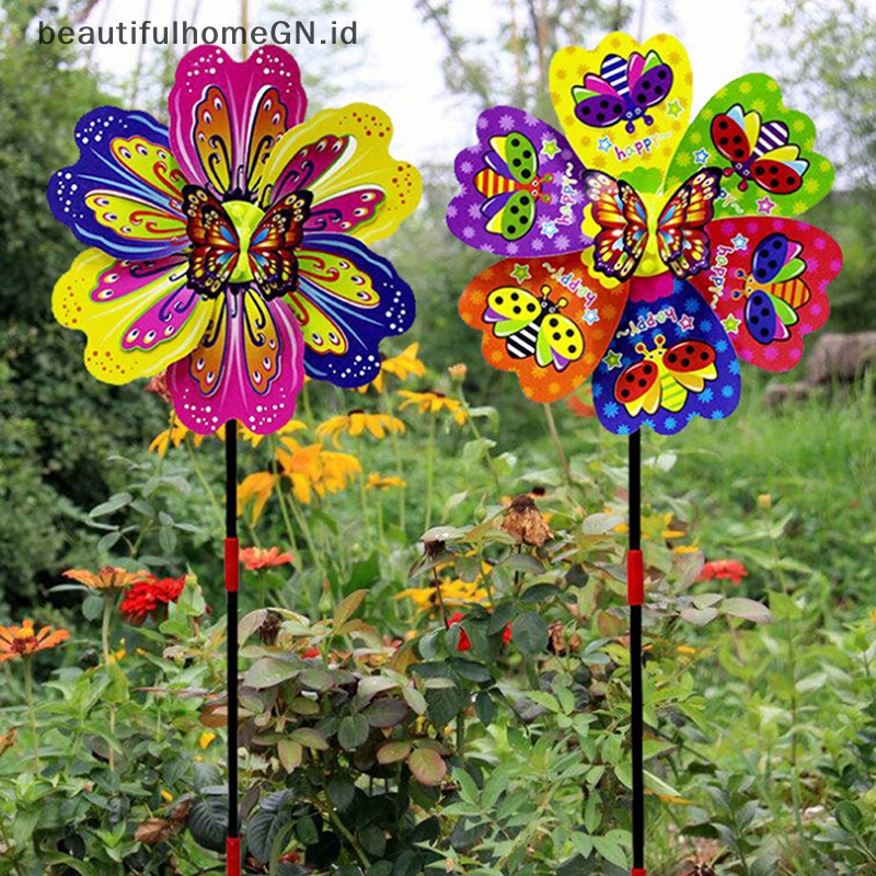 {Cantik} Butterfly Flower Windmill Colorful Wind Spinner Dekorasi Halaman Taman Mainan Anak~