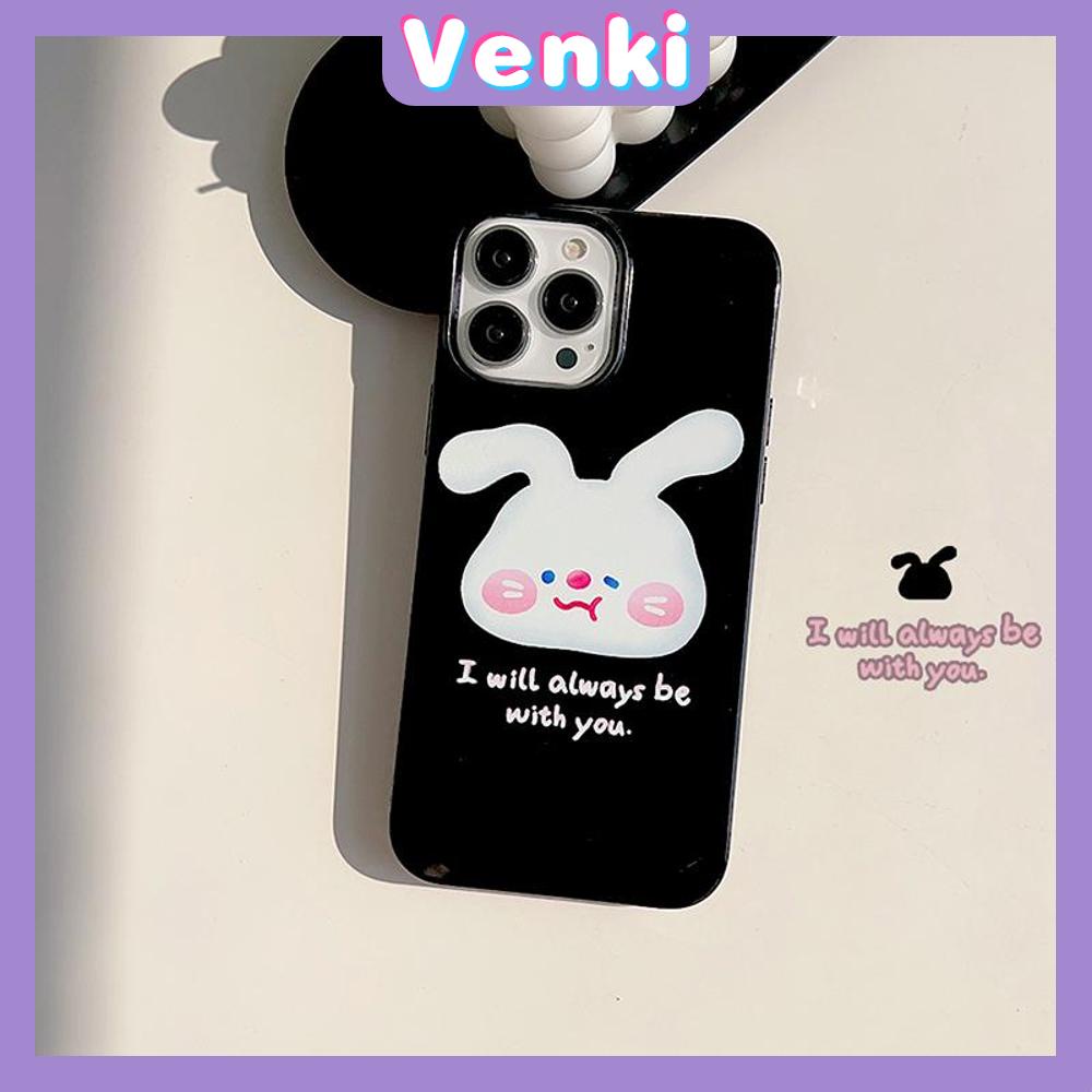 VENKI - Untuk iPhone 11 iPhone Case Off White Glossy TPU Soft Case Shockproof Protection Camera Pump Cute White Bunny Kompatibel dengan iPhone 14 13 Pro max 12 Pro Max xr xs max 7 8