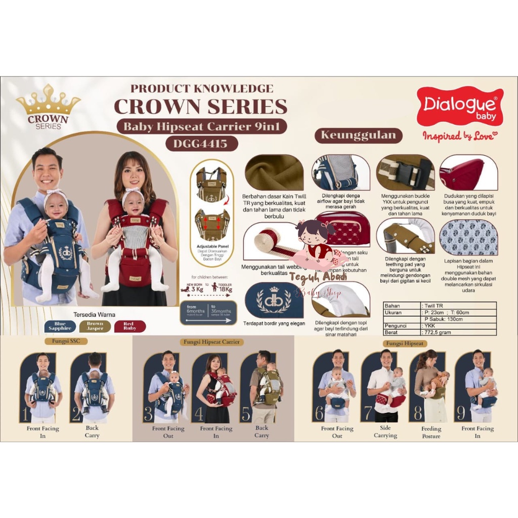 [TA] Dialogue Gendongan Bayi Hipseat Carrier / Gendongan Depan 9in1