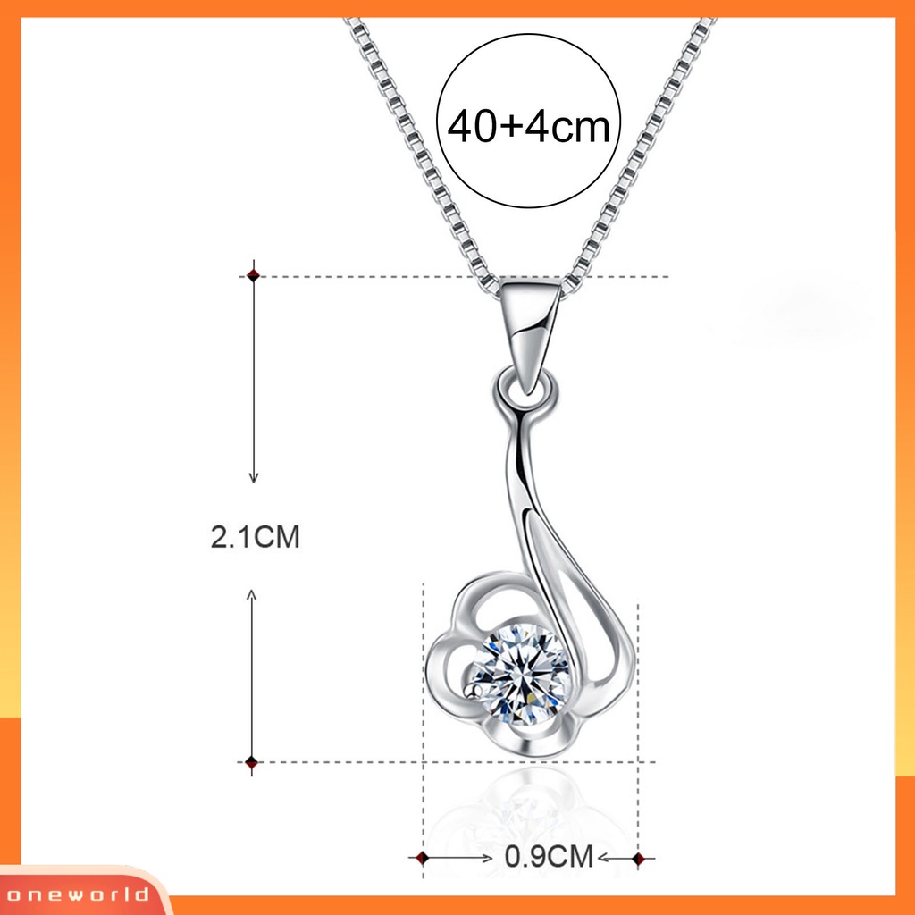 [ONE] Silverhoo 925 Perak Wanita Lucu Kalung Bunga Lingkaran Cubic Zirconia Pendant Necklace Untuk Pesta