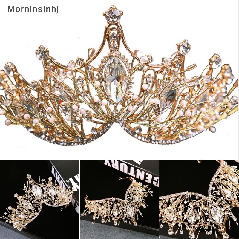 Mornin Baroque Mahkota Gadis Pernikahan Aksesoris Rambut Permata Tiara Pengantin Hairwear id