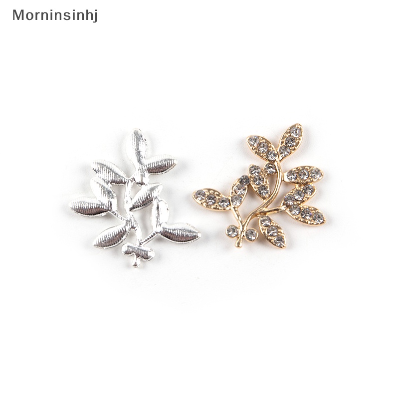 Mornin 10Pcs Charm Konektor Daun Cabang Bahan Alloy Warna Gold/Silver Untuk Membuat Perhiasan id