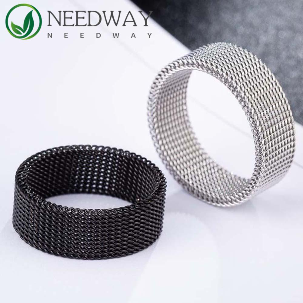 Needway   Cincin Jala Netral Elastis Perak Hip-Hop Fashion Gaya Punk Pernikahan Band