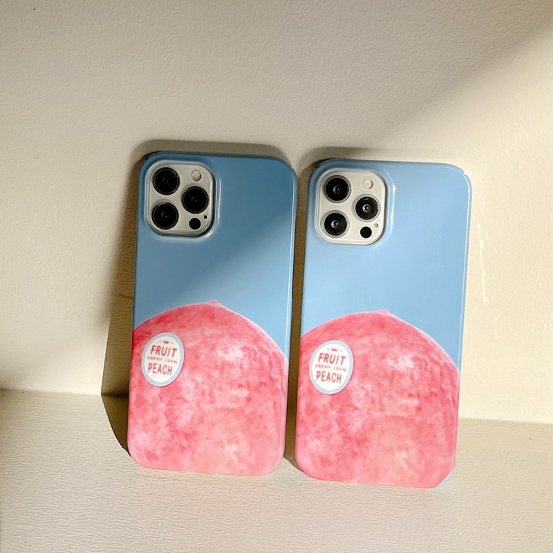 IPHONE Casing Plastik Keras Buah Besar Peach HP iP Iphone14+Plus X XS XR 11 12 13 Pro Max FTD Woman Girl Casing Apple