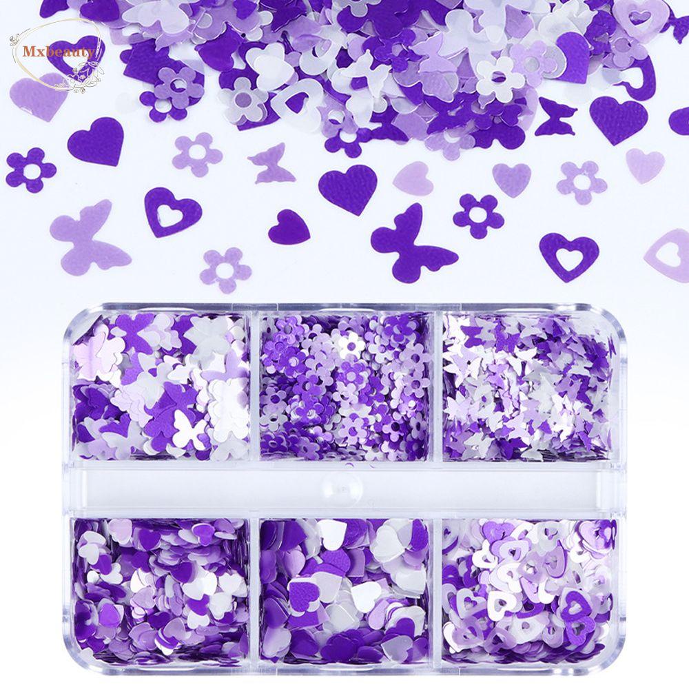 Mxbeauty Jantung Nail Art Payet Wanita Bunga Campur Manikur Aksesoris Bunga Plum Perhiasan Kuku DIY