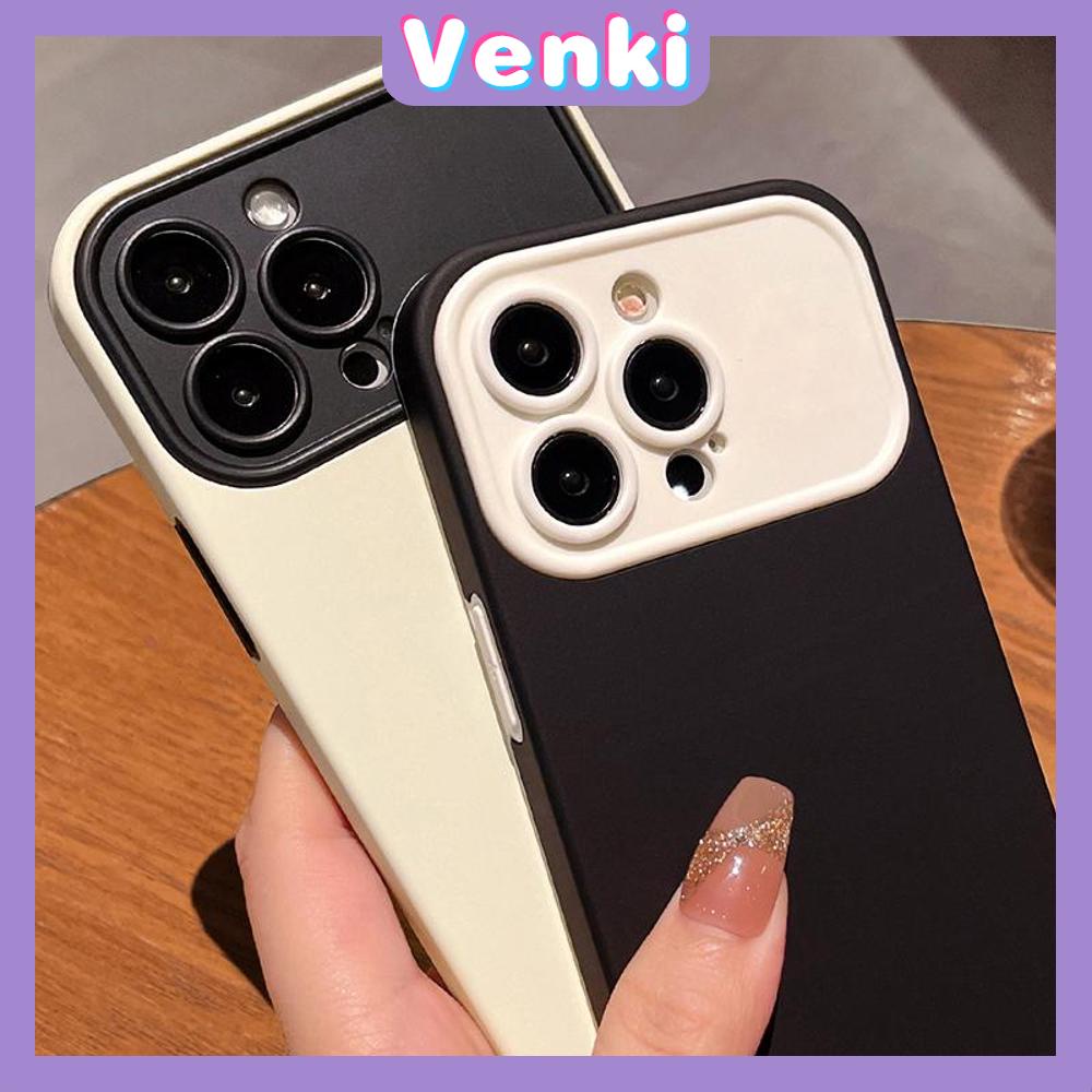 VENKI - Untuk iPhone 11 Case 2 in 1 Soft Case Acrylic Hard Case Ramah Kulit Penutup Kamera Sederhana Pelindung Layar Oranye Putih Hitam Untuk iPhone 14 Pro Max 13 Pro max 12 Pro Max XR