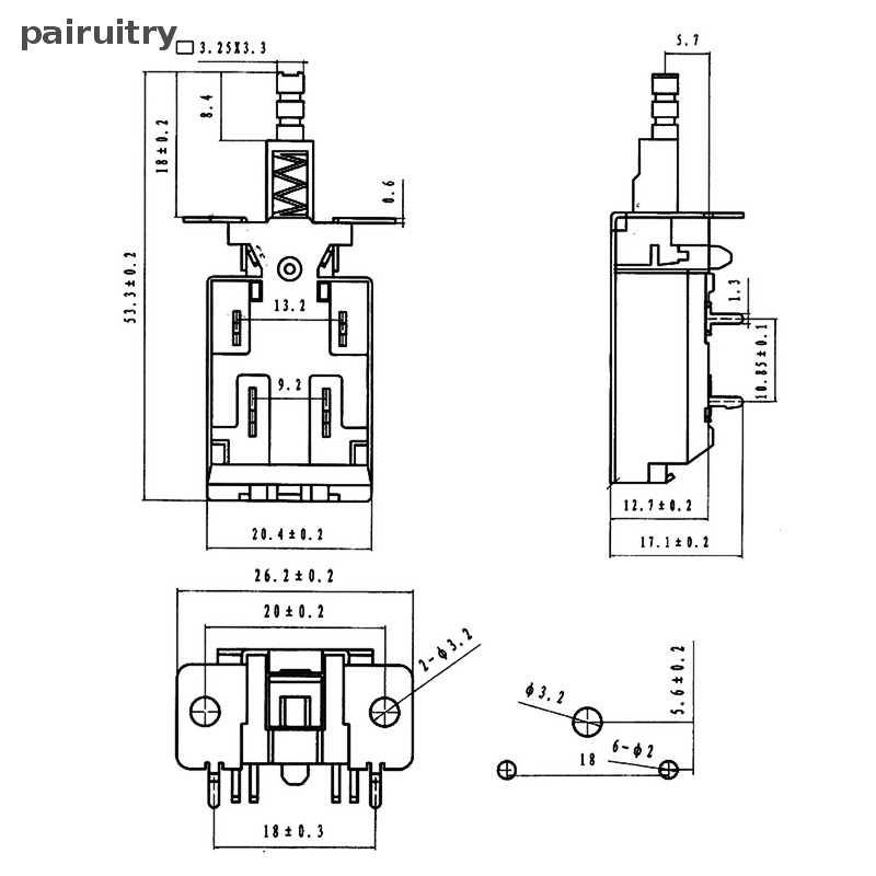 Prt 2Pcs KDC-A11 Pegas Dengan Lubang Moung Saklar Power Supply Besar Self-Locking Switch Arus Tinggi TV-5 Pemanas Listrik Kipas Panas PRT