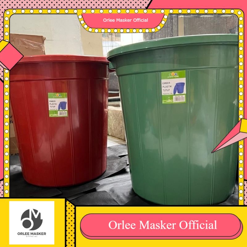 EMBER JUMBO TUTUP (BUKAN DAUR ULANG) ukuran 50L 60L 75L 90L Tebal Kuat Bahan Bagus