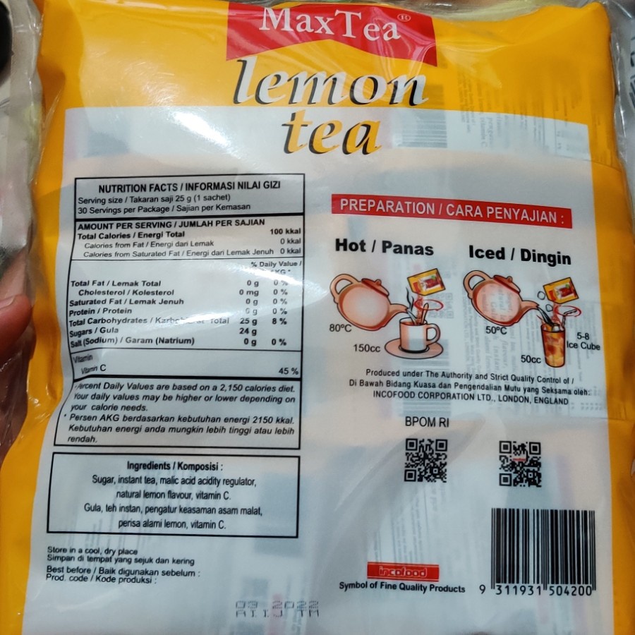 

MAXTEA Lemon Tea isi 30 sachet @25gr