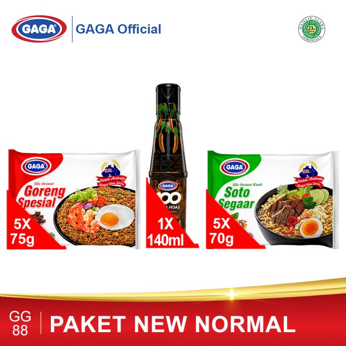 

GAGA 100 Extra Pedas Saus Sambal Jalapeno 135ml, GAGA Mie 10pcs (GG88)