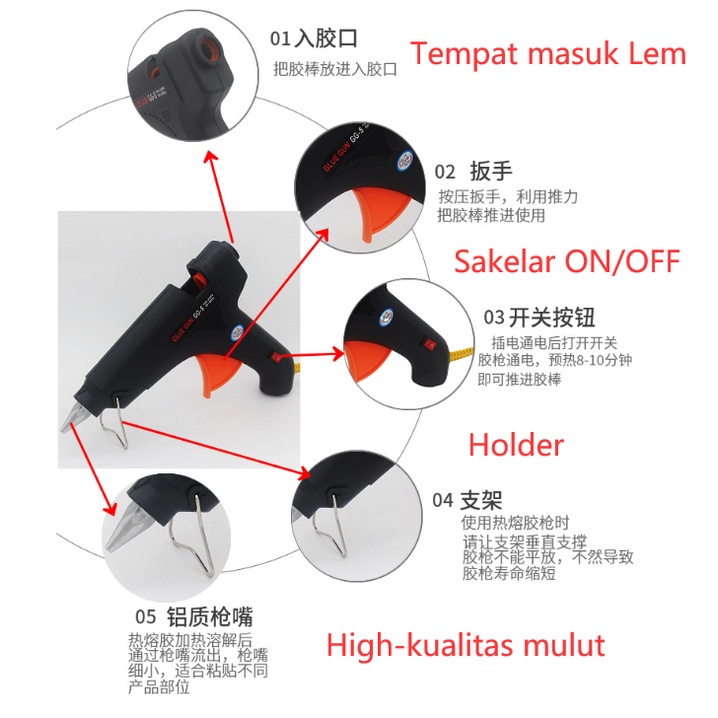 Alat Lem Tembak Bakar Hot Melt Glue Gun 20W Original