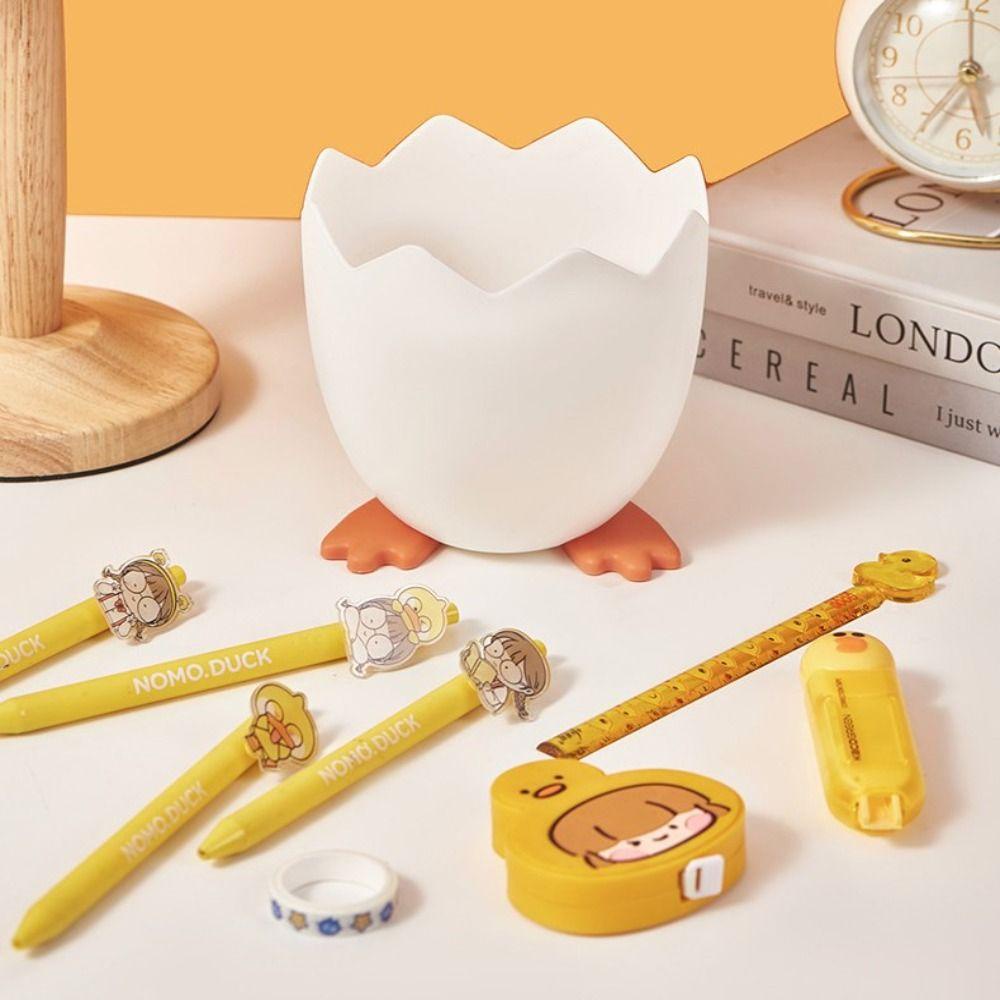 Lanfy Eggshell Pen Holder Kawaii Plastik Sekolah Kantor Brushes Organizer Meja Ornamen Multifungsi Serba Serbi Penyimpanan Ember
