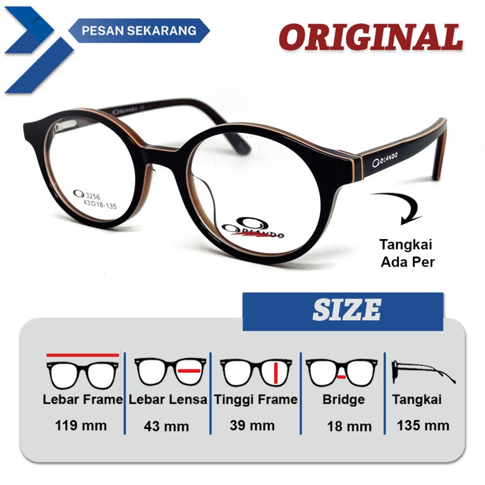 FRAME KACAMATA PRIA / WANITA ORIGINAL ORLANDO 3256 SIZE KECIL