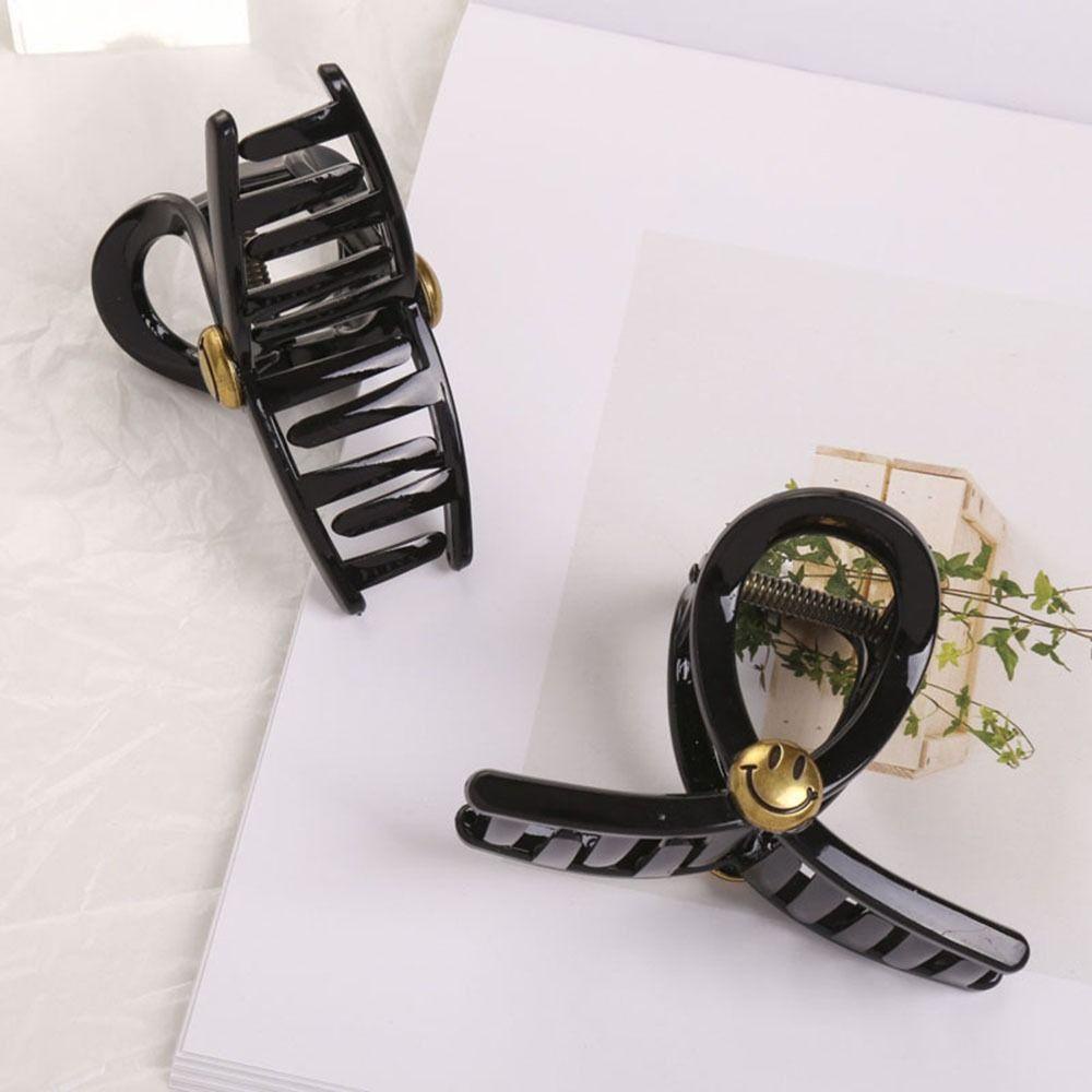 Agustina Smiley Face Hair Claw Jepit Rambut Trendy Temperamen Aksesoris Rambut Warna Kontras Hiasan Kepala Bahan Akrilik Untuk Wanita Klip Hiu