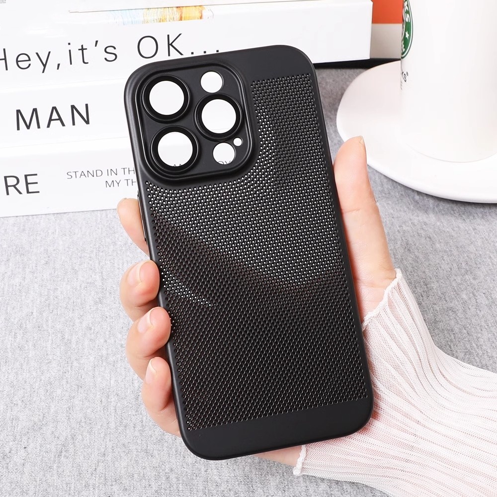 New light and thin mesh breathable iPhone case, suitable for iPhone 11 12 13 14 Pro Max 7 8 XR X XS Max), with camera protection color frosted iPhone 14Plus casing