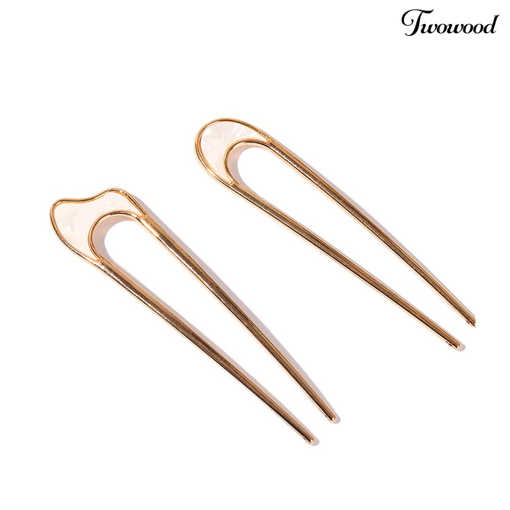 Twowood Arc Curved Non-Slip Hair Stick Simple U Shape Shell Hair Bun Stick Aksesoris Rambut