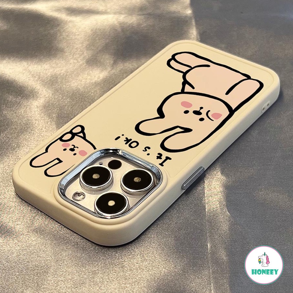 IPHONE Kelinci Lucu Kartun Anjing Anjing Pasangan Lucu Casing Ponsel Untuk Iphone14 13 12 11 Pro Max Shockproof Bumper Lembut Penutup Belakang