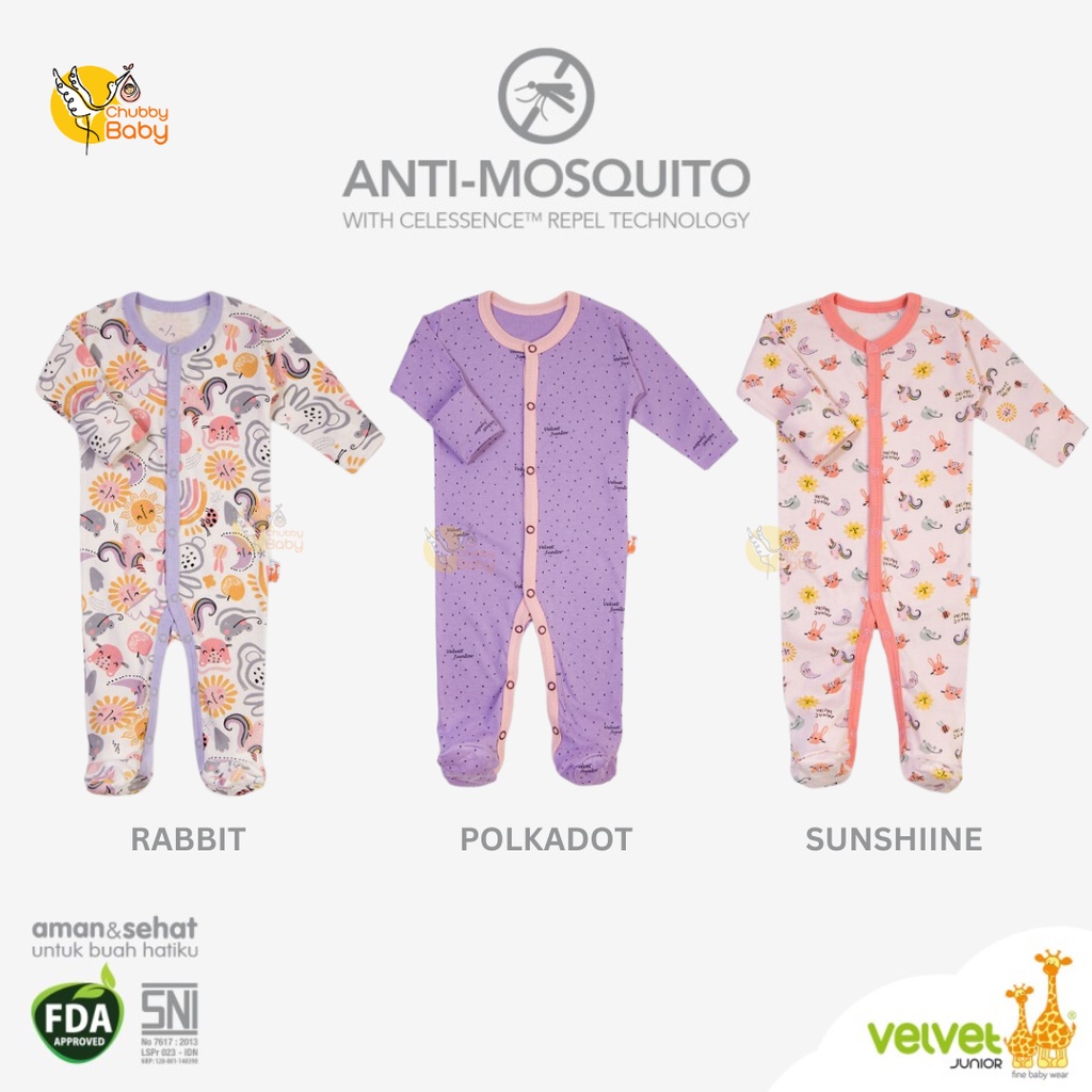 Velvet Junior Anti Mosquito Sleepsuit TK Set B | Baju Anti Nyamuk