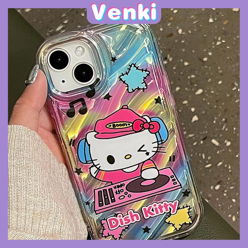 VENKI - Untuk iPhone 11 iPhone Case Laser Reflektif Bening Phone Case TPU Soft Shockproof Airbag Case Cute Kartun Kucing Kompatibel dengan iPhone 14 13 Pro Max 12 Pro Max XR 7 8PLus