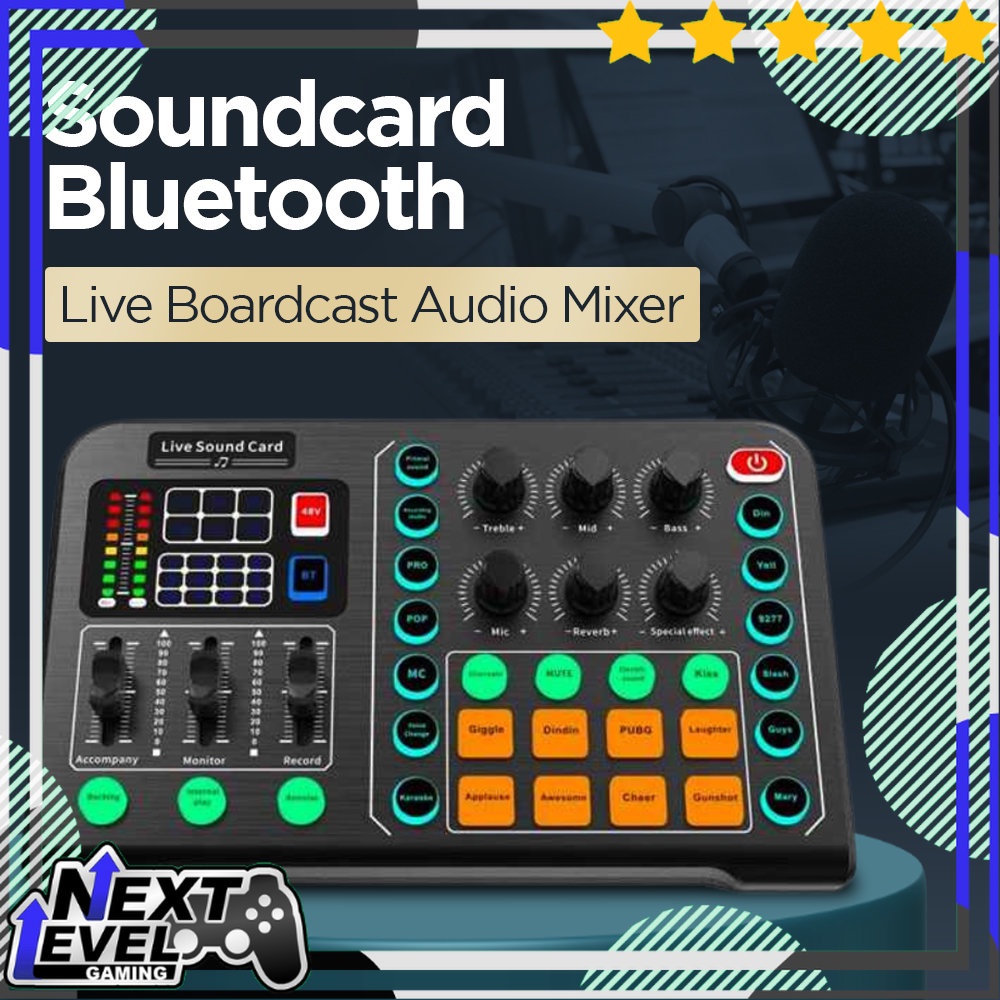Soundcard External Live Boardcast Audio Mixer Bluetooth Crust Pro M6