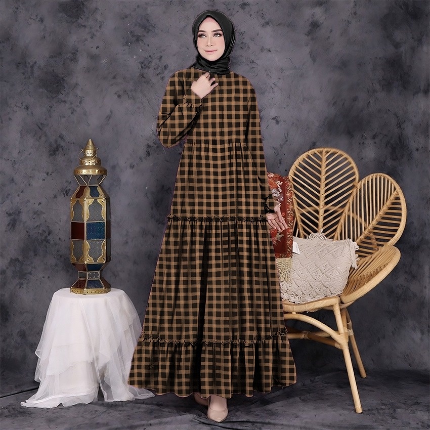 New !! Gamis Kotak Kotak Gamis Murah Meriah Promo Gamis Wanita Terbaru 2021Dress Wanita Muslim Panja