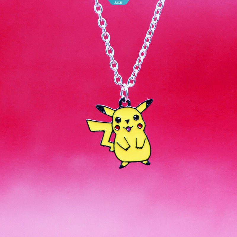 Pokemon Kawaii Kartun Lucu Pikachu Elf Bola Kalung Siswa Pasangan Pacar Childlike Sweater Rantai Liontin Perhiasan Hadiah [ZK]