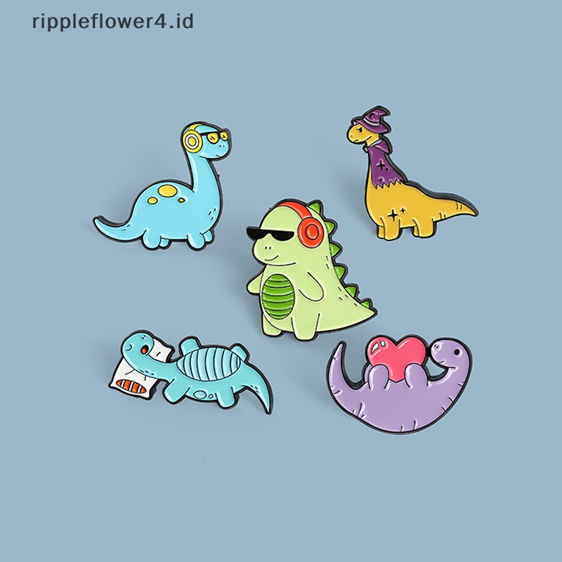 {rippleflower4.id} Kreatif Trendi Kartun Lucu Dinosaurus Hewan Tetesan Minyak Bros Pin Denim Tas Hadiah Pria Wanita Fashion Perhiasan Pakaian Dekorasi~