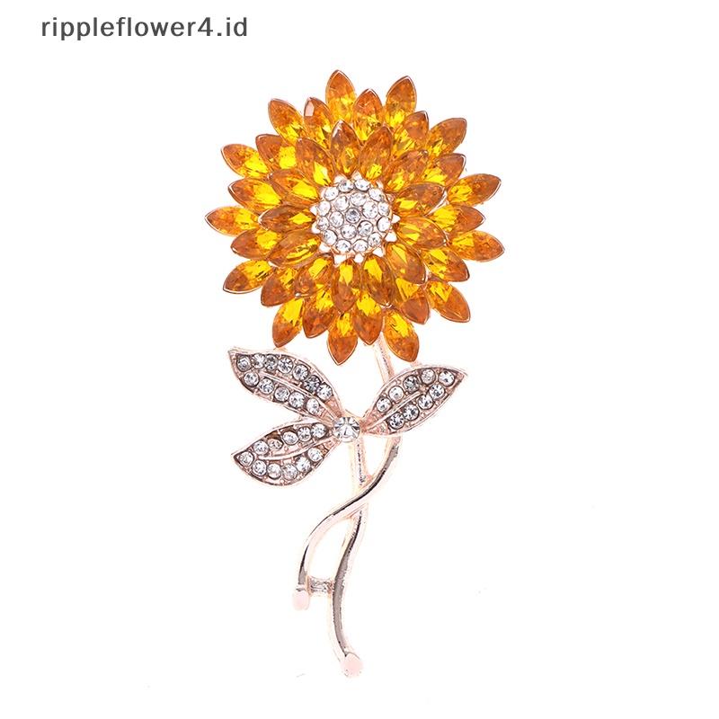 {rippleflower4.id} 1pc Bunga Matahari Bros Wanita Pria Bunga Pernikahan Kantor Bros Pin Hadiah~