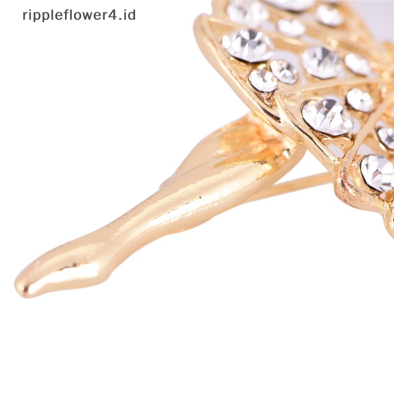 {rippleflower4.id} Menari Balet Gadis Bros Berlian Imitasi Bros Pin Perhiasan Lady Bridal Aksesori~