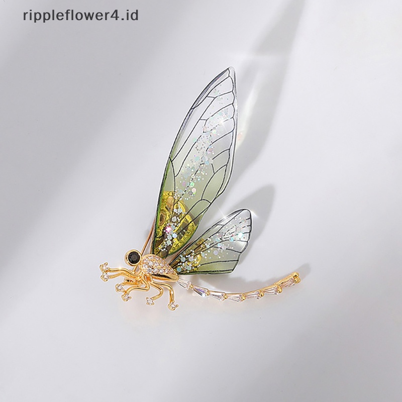 {rippleflower4.id} Fashion Jewelry Premium Brooch Pin Bros Kupu-Kupu Kristal Mix Berwarna Elegan~