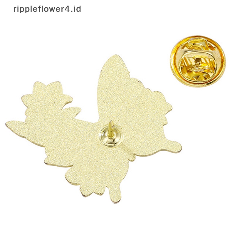 {rippleflower4.id} Sayap Bunga Kupu-Kupu Enamel Pin Bros Serangga Custom Actias Seleme Lapel Lencana Perhiasan Hewan~