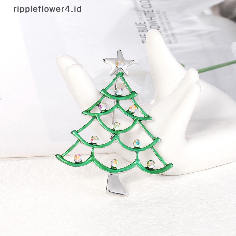 {rippleflower4.id} 1 Pcs Natal Bros Pin Berlian Imitasi Dicat Tetes Minyak Perhiasan Bros~