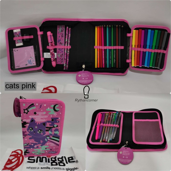 

SMIGGLE ZIP IT PENCIL CASE GIFT PACKAGE - CATS PINK