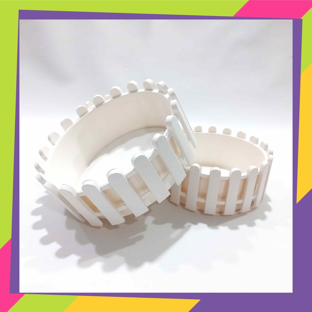 1879 / Pot bunga bulat pagar plastik / Vas bunga tanaman artificial / Vas bunga hias aesthetic