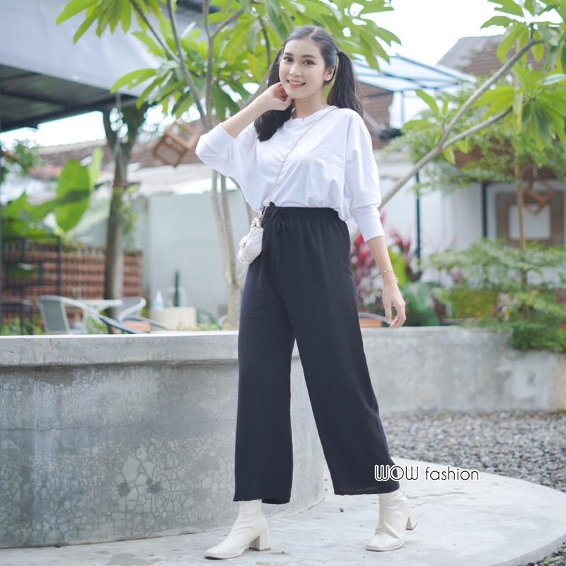 KALIA Highwaist Cullote Crincle - Celana Kulot Wanita