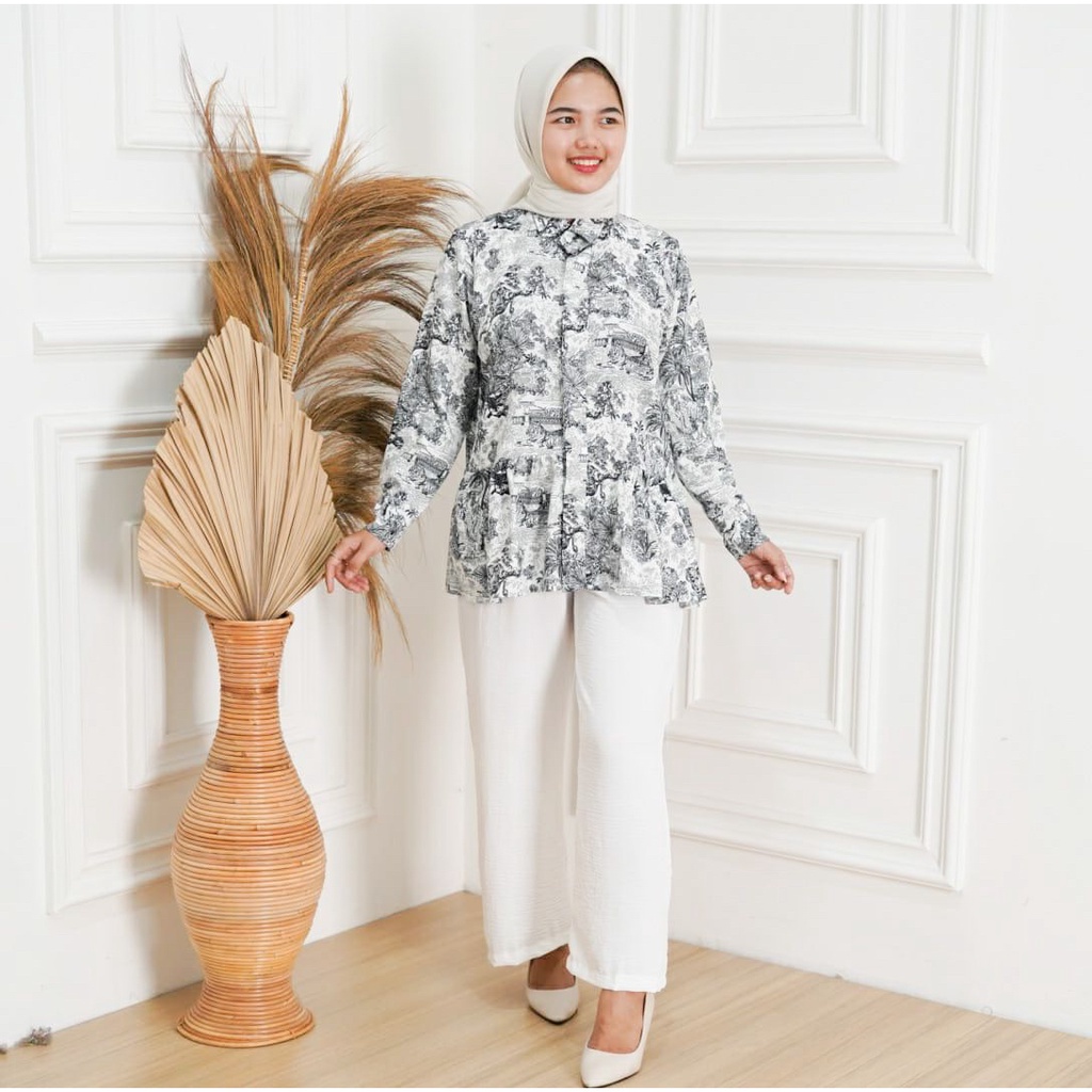 BEFAST - ZFS OOTD WANITA BLOUSE JAZI / HARVI DYOR PREMIUM BLOUSE / Atasan Wanita Lengan Panjang / Blouse Keluaran Terbaru / Pakaian Casual Wanita Kerja / Outfit Wanita Hijab Style / Blouse Motif Abstrak