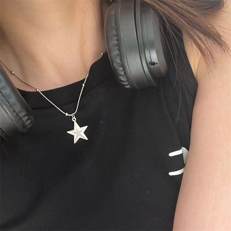 Kalung Bintang Geometris Bulat Paduan Baru Wanita