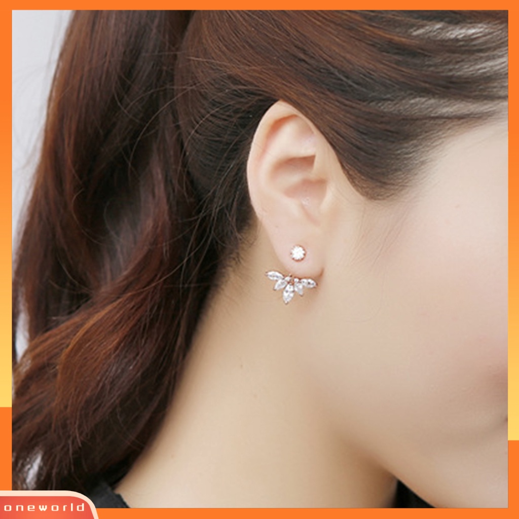 [WOD] 1pasang Nice-looking Ear Studs Paduan Praktis Bentuk Bunga Berlian Imitasi Wanita Anting Perhiasan Aksesori