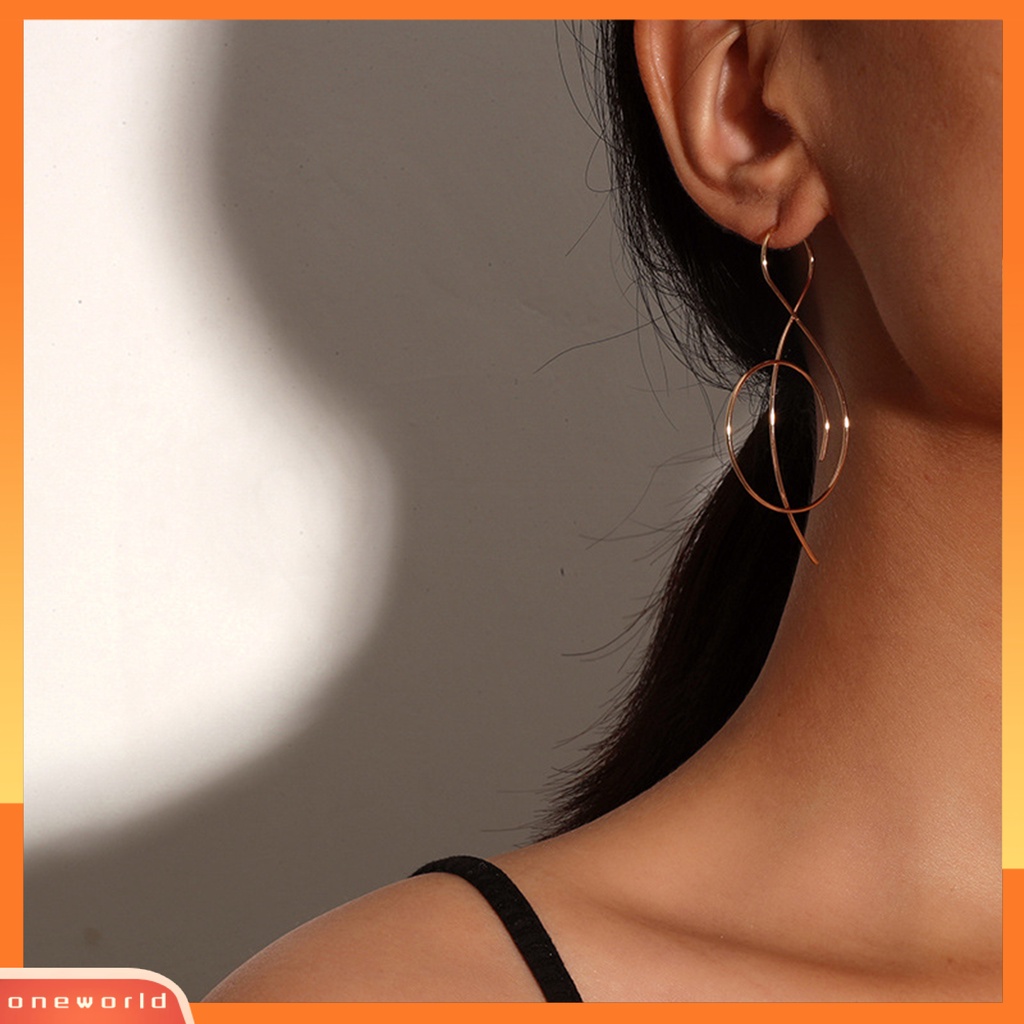 [WOD] 1pasang Ladies Creative Hoop Earrings Bentuk Catatan Musik Garis Sederhana Indah Berlebihan Anti Jatuh Drop Earrings Untuk Pergi Jalan